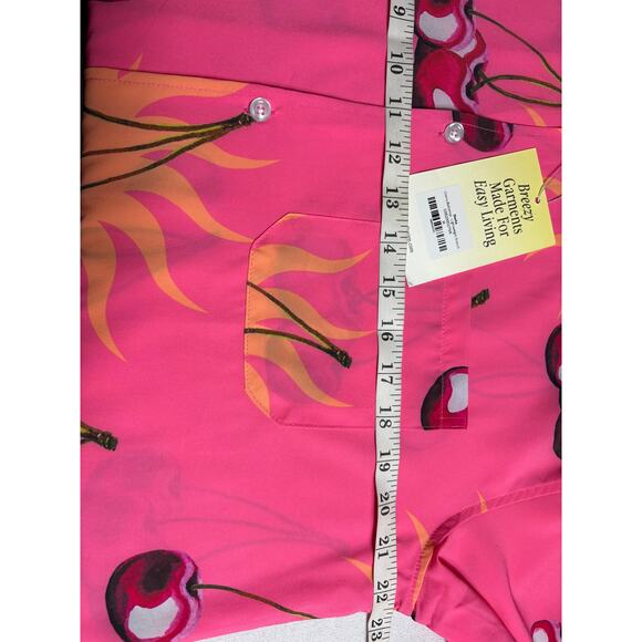 Duvin Cherry Men's Button Up Cabana Shirt Size M Lightweight Stretch Pink NWT - Picture 4 of 10